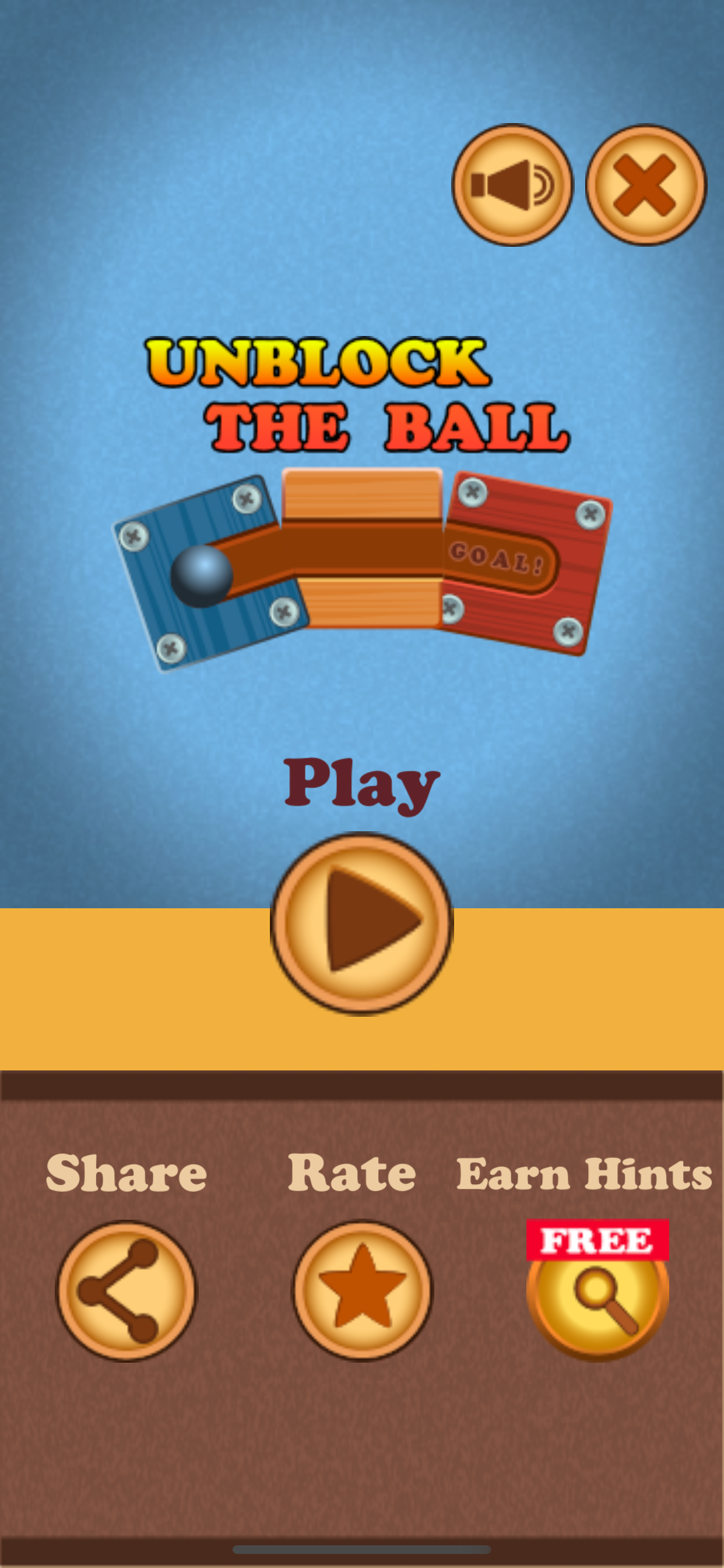 Slide The Ball - Level Selection screen